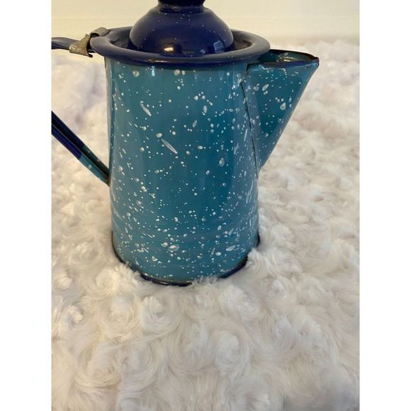 Small Splatter Paint Blue/White Coffee Pot - Picture 3 of 4